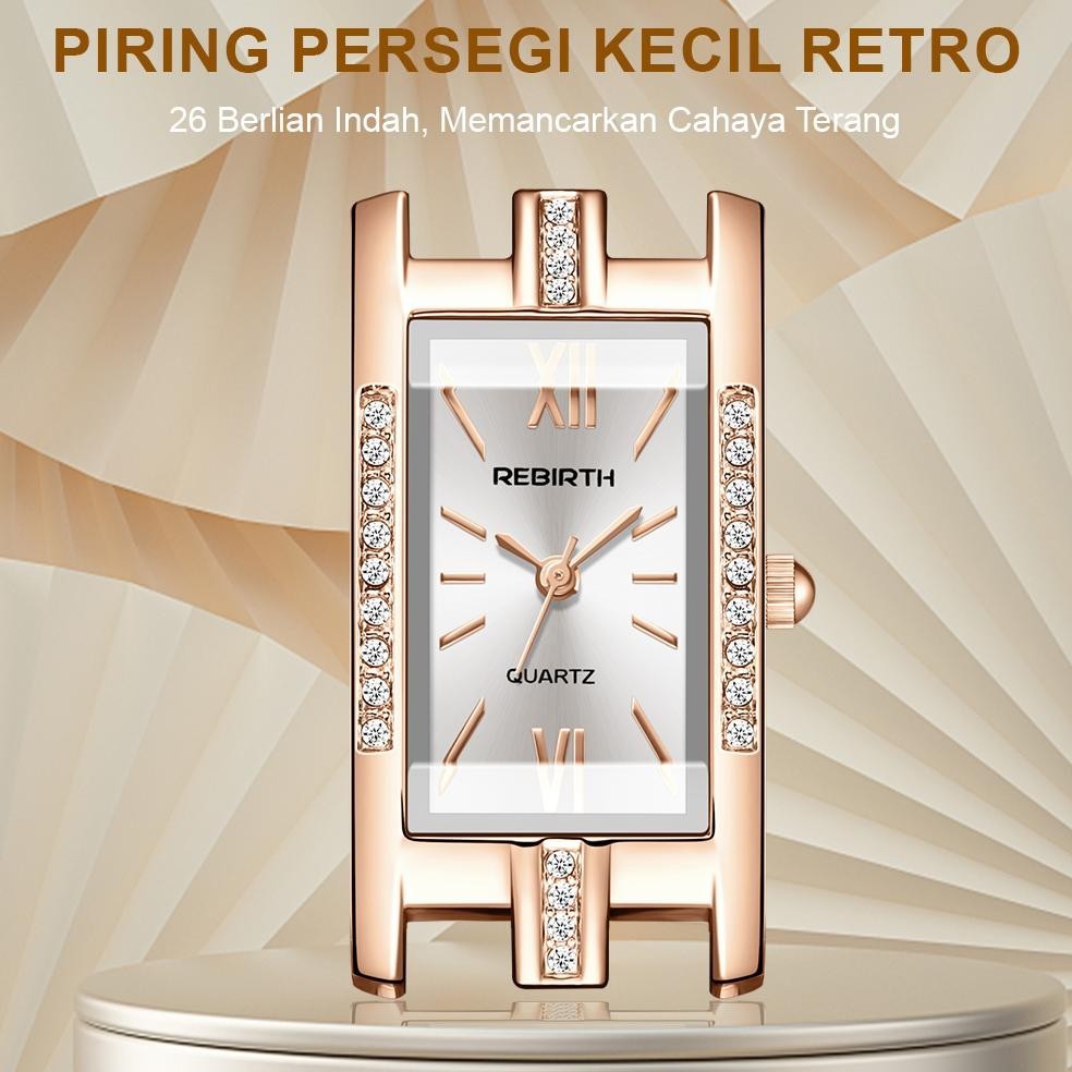 Diskon Besar Rebirth Jam Tangan Wanita Korea Berlian Antik Elegan Anti Air Tali Kulit Jam Tangan Cew
