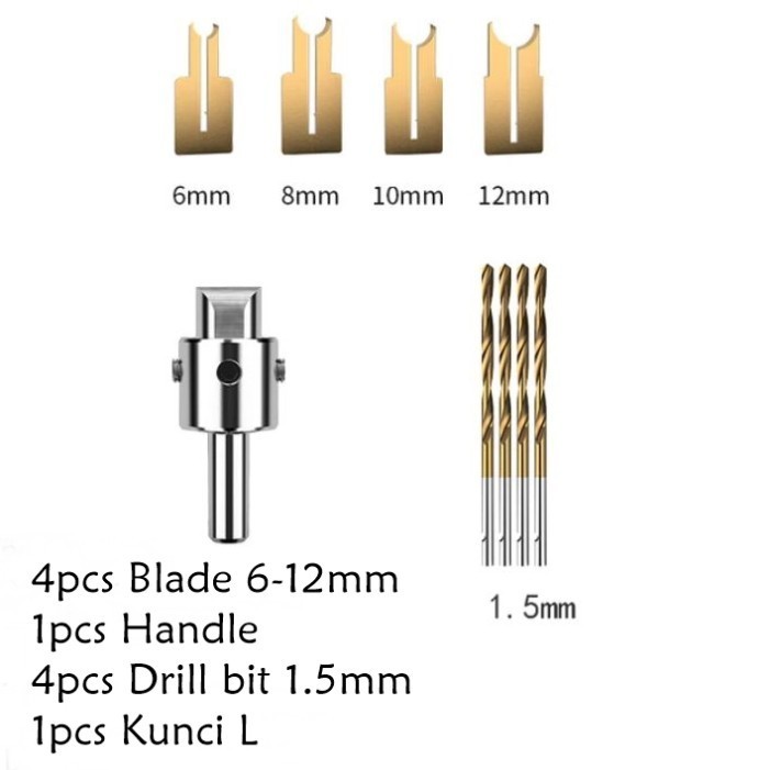 Mayu Mata Bor Tasbih Set 4 Ukuran 6-12Mm Mata Bor Buat Bola Kayu Rosario