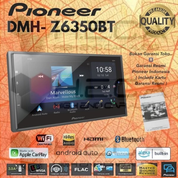 PIONEER DMH-Z6350BT HEAD UNIT DOUBLE DIN DMH Z6350 BT TAPE AUDIO MOBIL