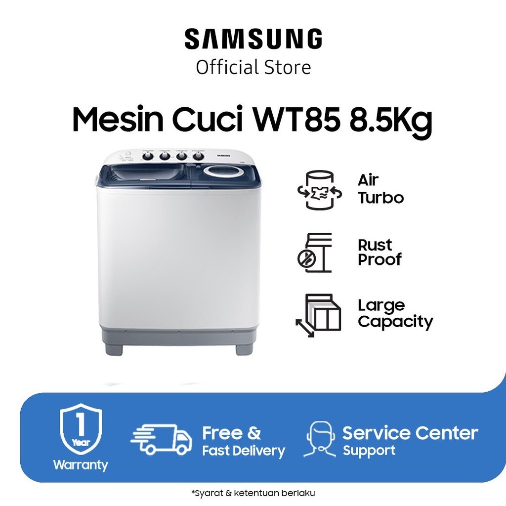 Samsung WT85H3210MB Mesin Cuci 2 Tabung / Twin Tub - Light Grey
