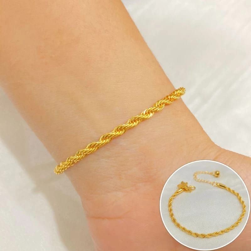 gelang rantai tambang mini lapis emas