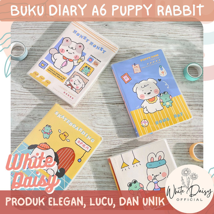 

HRG DISKON Buku diary A6 puppy rabbit kertas full color lembar berwarna lucu imut