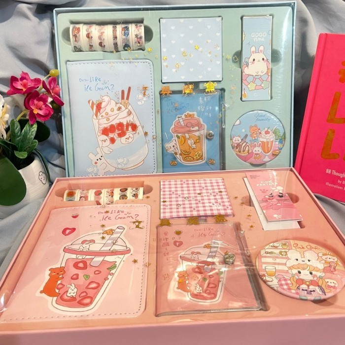 

MURAH PAKET JURNAL 7 IN 1 BOBA FREE BOX MODEL PAKET JOURNALING LENGKAP FANCY