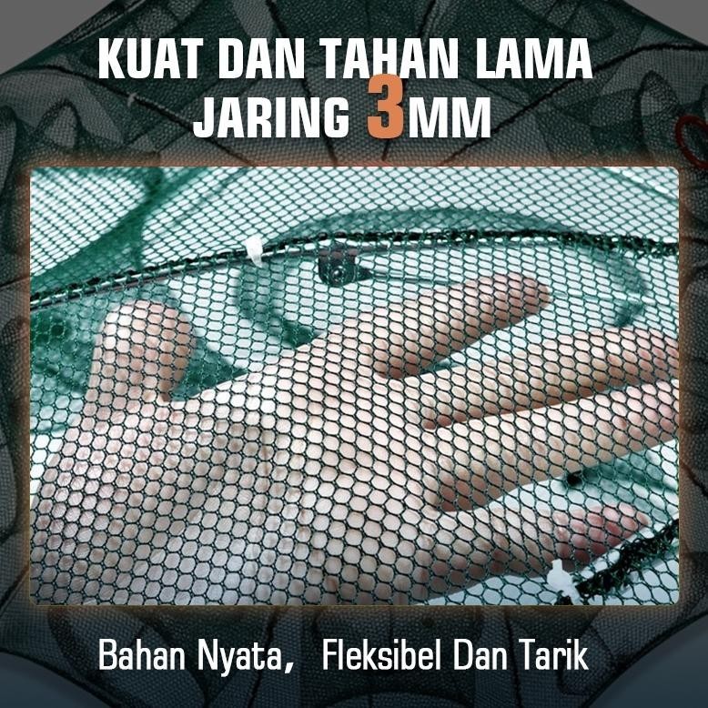 Jaring Payung Bubu Jebakan Perangkap Ikan Udang Ikan Kepiting Model Payung 8 Lubang Lobang
