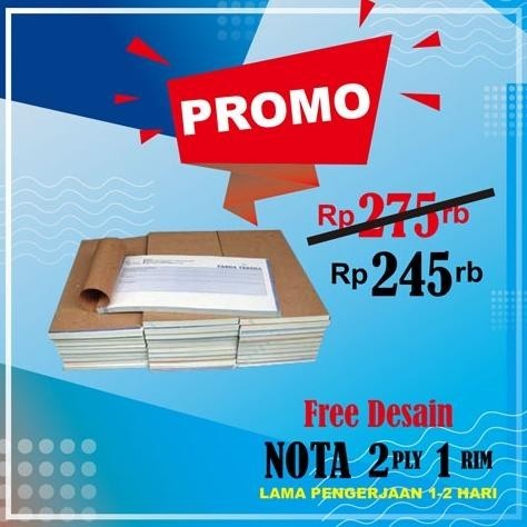 

Banyak Promooo !!! Cetak Nota Ncr -- 1 Rim 2 Ply - Rangkap -- Nota Kwitansi Surat Jalan