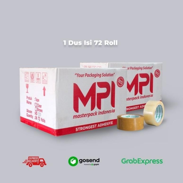 

Banyak Promooo !!! Lakban Dus 45Mm X 100 Yard Bening Coklat Eco Isolasi Mpi Tape Selotip