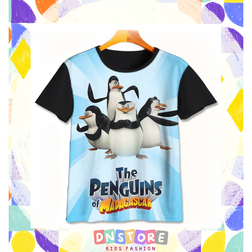 Kaos Anak Pinguin Madagascar v2 Baju Film Animasi Kartun Anak Pinguin Madagascar 3D Printing Untuk U