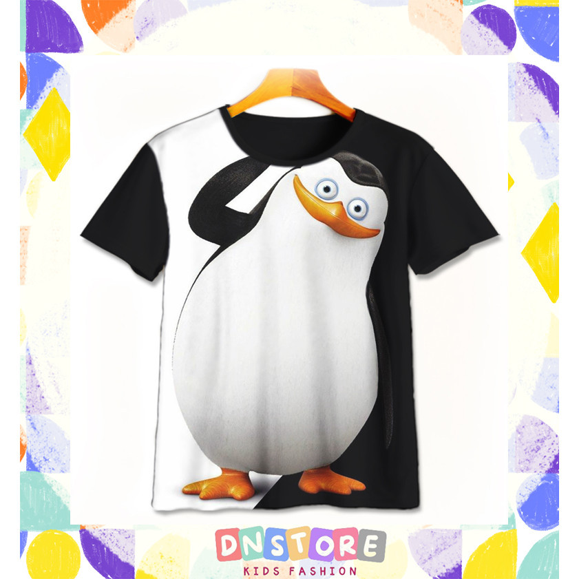 Kaos Anak Pinguin Madagascar v5 Baju Film Animasi Kartun Anak Pinguin Madagascar 3D Printing Untuk U