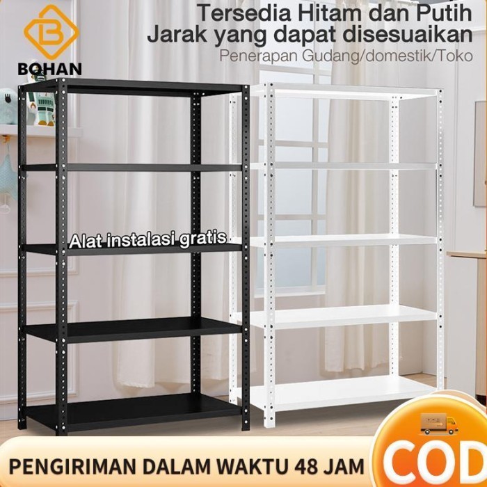 RAK BESI SUSUN 90*40*180CM RAK BESI SIKU LUBANG RAK BESI SIKU 5 SUSUN