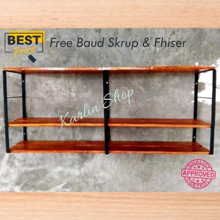 RAK PAPAN AMBALAN 3 SUSUN TEMPEL DINDING MINIMALIS L20 CM