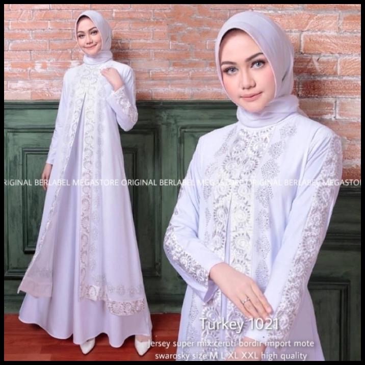 DISKON) GAMIS UMROH ABAYA TURKEY PUTIH BORDIR TULIP PUTIH Silahkan diorder