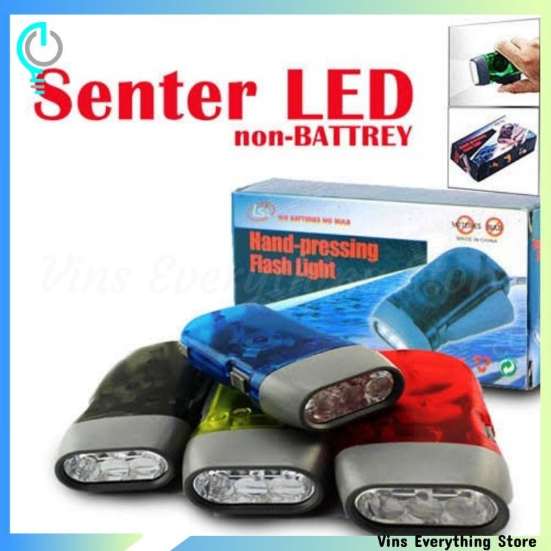 [VES] Senter Pompa Tangan Tanpa Baterai / Lampu Penerangan Darurat LED Untuk Camping Hiking Memancin