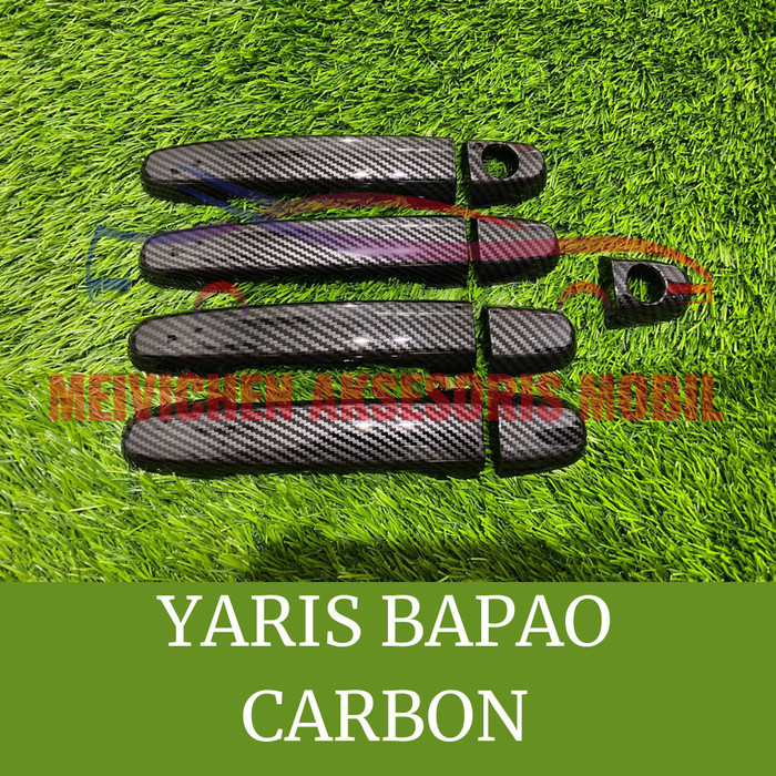 TERBARU COVER HANDLE GAGANG PINTU MOBIL YARIS BAPAO BAKPAO FULL CARBON