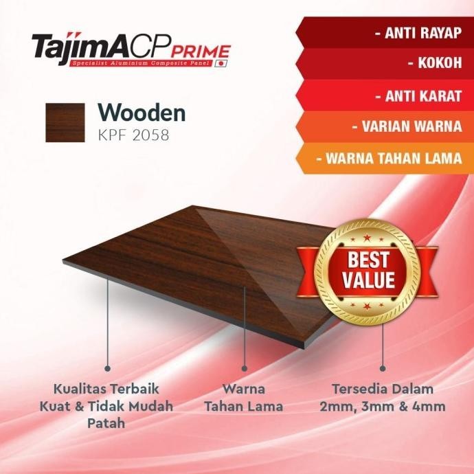 ACP motif wood, serat urat kayu PE indoor dan PVDF outdoor, 3mm & 4mm