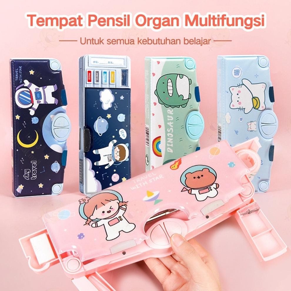 

It34 Tempat Pensil Multifungsi Motif Untuk Anak Kotak Pensil Pola Kartun Lapisan Ganda dan Tunggal dengan Rautan Kapasitas Viral