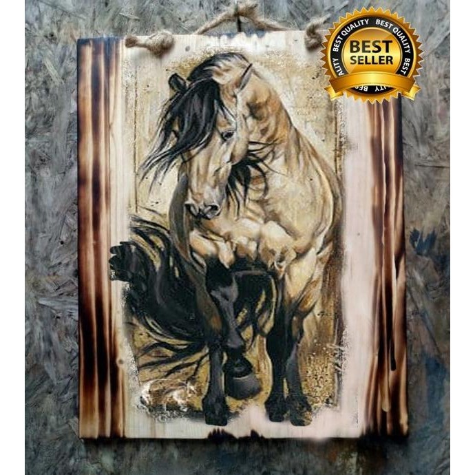 HIASAN DINDING LUKISAN KUDA DEKORASI DINDING RUANG TAMU CAFE TOKO