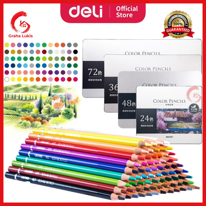 

Deli High-Grade Oil Pencil Color Pensil Warna Minyak 24 36 48 72 -Anza Wahda