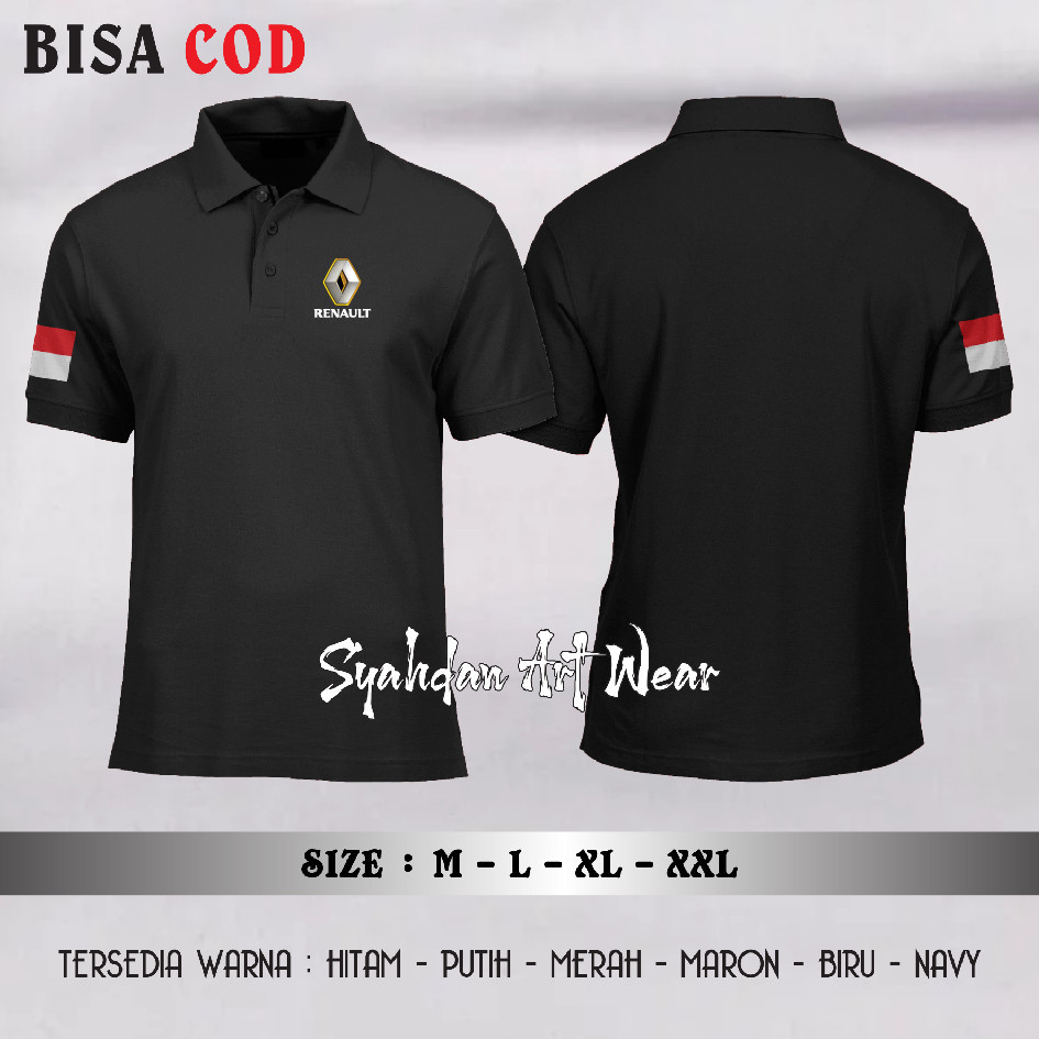 SYAHDAN / KAOS POLO PRIA PREMIUM RENAULT LOGO SIMPEL BENDERA INDONESIA / KAOS PRIA BERKERAH POLO SHI