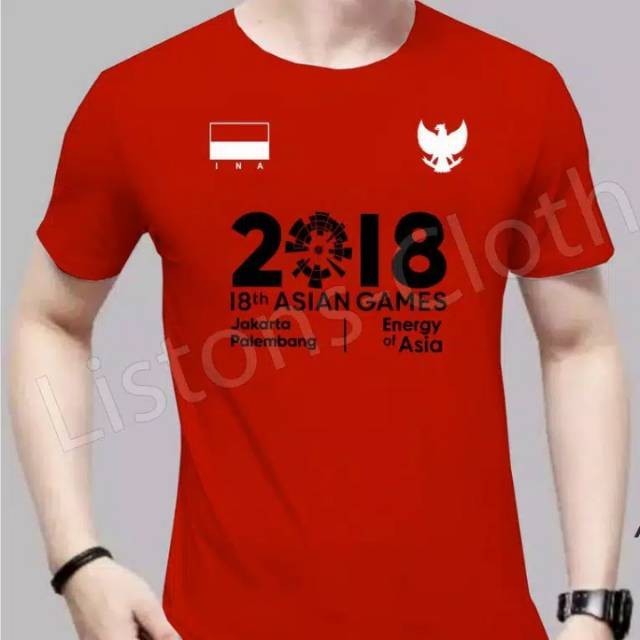 Kaos asian games / baju asian games / souvenir asian games / kaos merah lengan pendek / kaos custom