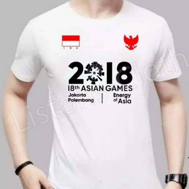 Kaos asian games / baju asian games / souvenir asian games / kaos putih lengan pendek / kaos custom