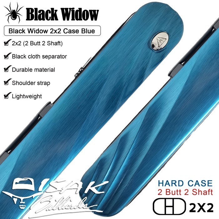 Black Widow 2x2 Hard Cue Case Blue - Tas Stick Sarung Billiard 2B2S