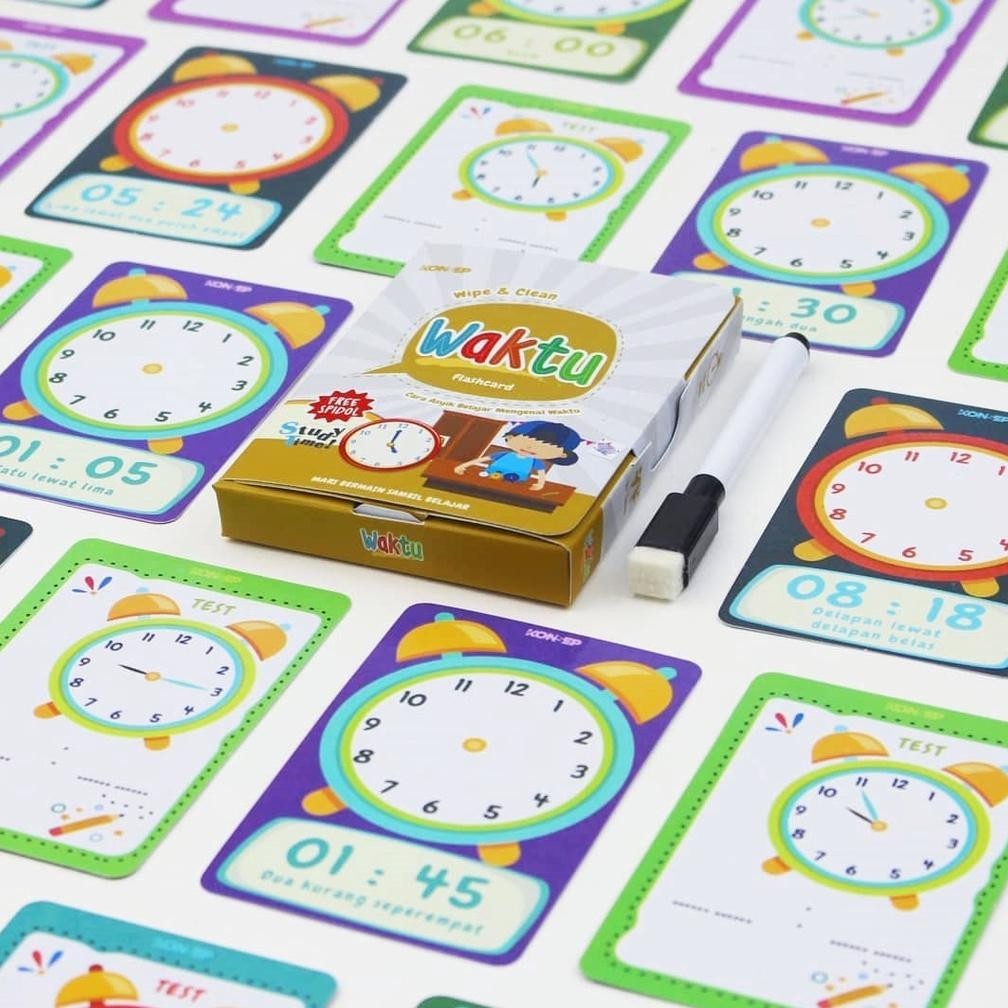 

Tarbaru (Free Spidol) Flash Card - Waktu Edukasi Anak Kartu Wipe & Clean Ditulis Dihapus Kartu Pintar Jaminan Original