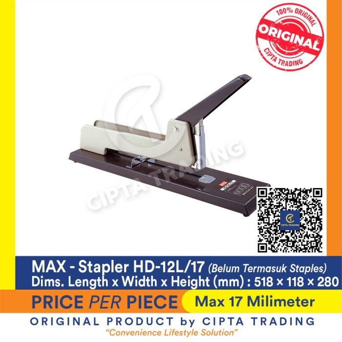 

Restock Stapler -Max - Heavy Duty Stapler Hd-12L/17 Free Ongkir