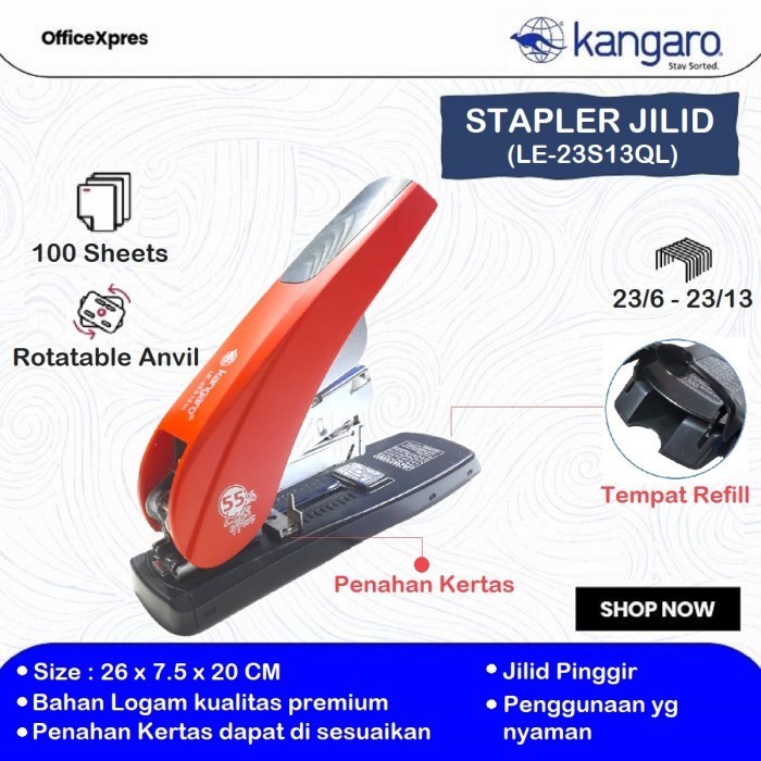 

Asli Stapler Jilid Le 23S13Ql (Le 12S13Ql) Kangaro Premium