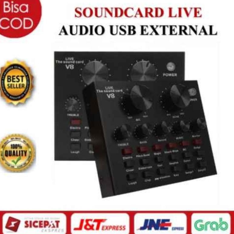 SOUNDCARD V8 MIXER EXTERNAL SOUNDCARD V8 AUDIO MICROPHONE SINGING LIVE COD