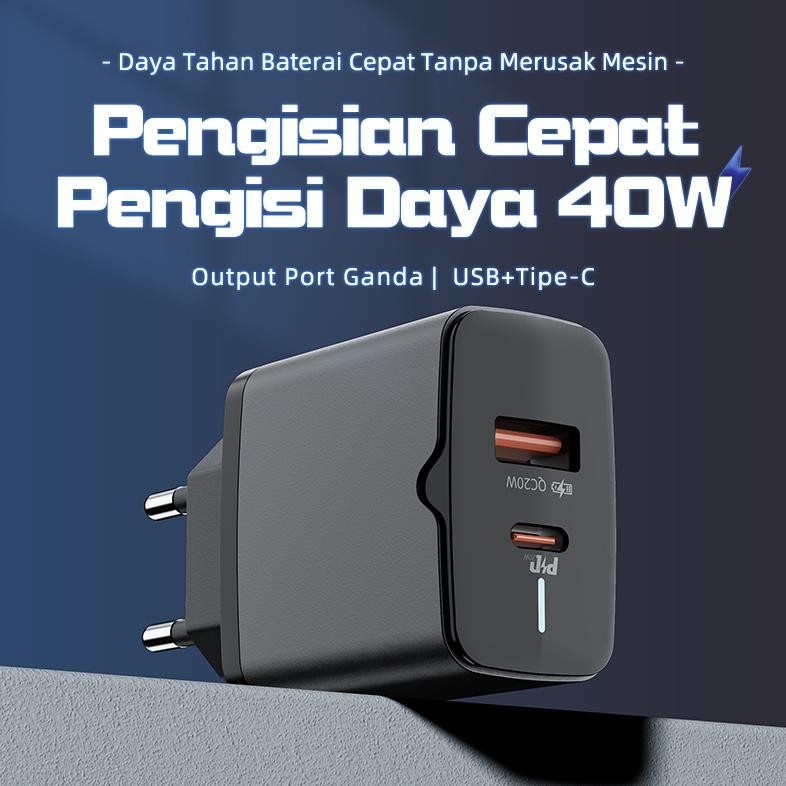 BASIKE KEPALA CHARGER QUICK CHARGER QC3.0 TYPE-C+USB 40W PD FAST CHARGE CHARGER TRAVEL FAST CHARGING