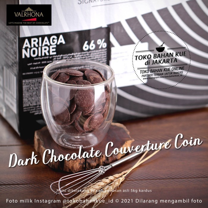 

Ready Valrhona Ariaga Noire 66% 1kg Chocolate Dark Couverture Coin Cokelat