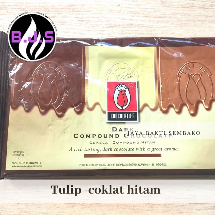 

Ready dark compound chocolate/coklat hitam tulip 1kg(wajib ojol kk ya)
