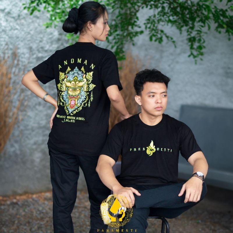 Paramesti Kaos Jawa Wayang Anoman Lengan Pendek Cotton Sablon Tebal Lembut Oversize Bigsize  Pria Or
