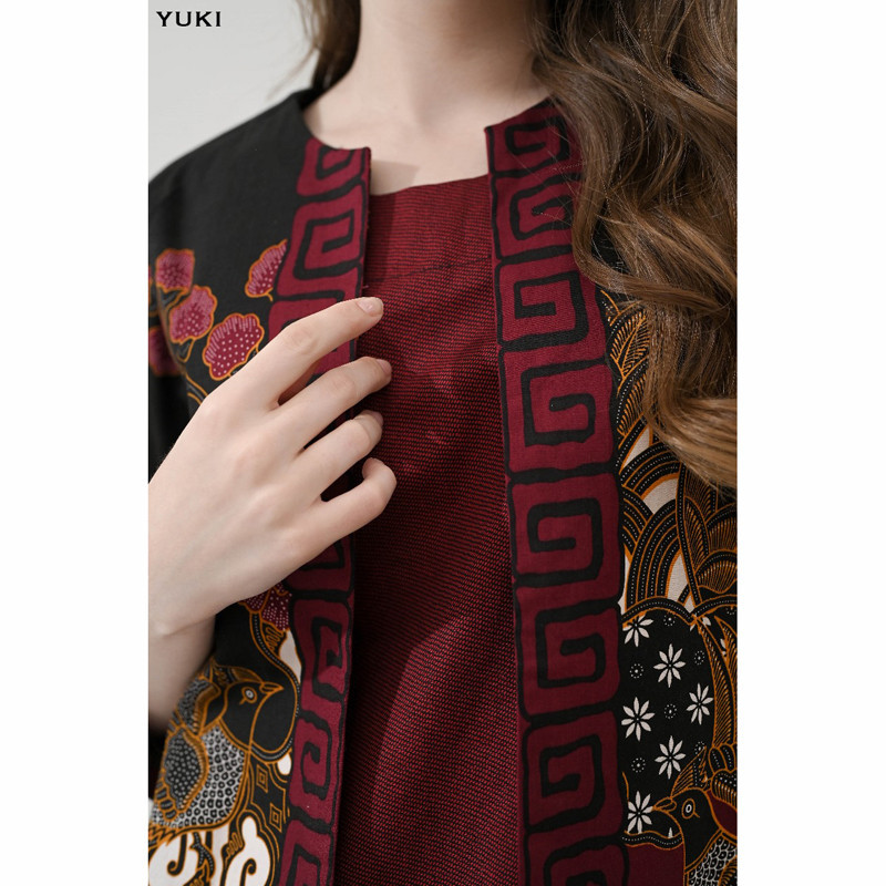 [ NEW ] BATIK WANITA MODERN Evercloth Yuki Atasan Batik Lengan Panjang Blazer Kemeja Batik Panjang