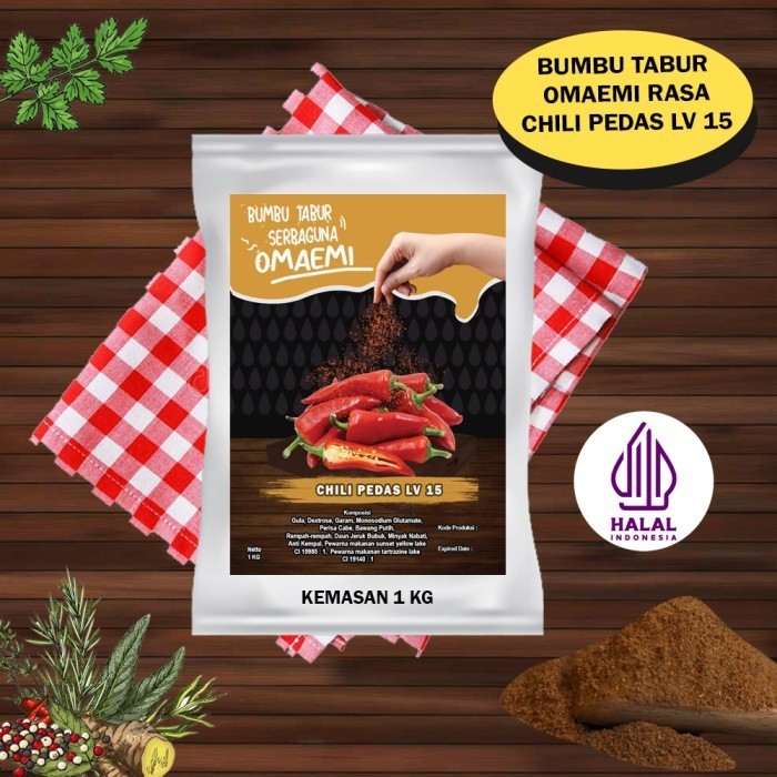 

Ready BUMBU TABUR CHILI PEDAS LVL 15 HALAL FOOD GRADE 1KG