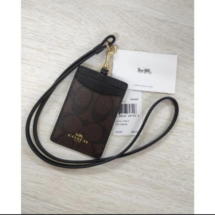 

Coach Lanyard In Colorblock Signature Canvas Id Mahogany Original