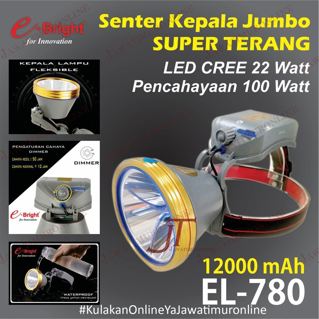 Senter Kepala Outdoor Watt Besar / Senter Kepala eBright 780
