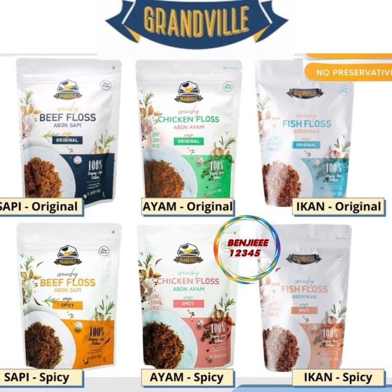 

100% Original Grandville Abon Sapi Ayam Ikan Fish Floss Original Spicy 100G Mpasi Bayi Crunchy Beef Chicken Abon Grand Ville Anak Anak Dewasa