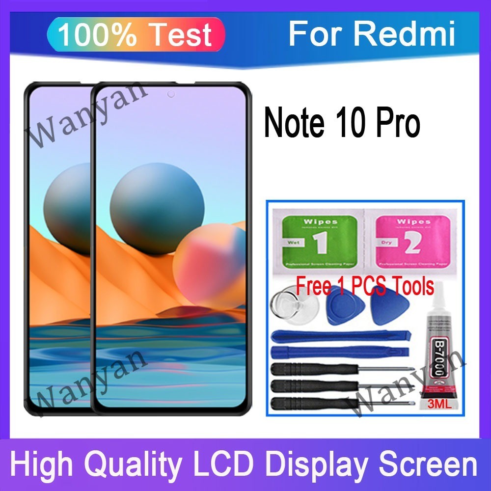 AMOLED Asli Redmi Note 10 Pro 4G M2101K6G M2101K6R Layar Sentuh Display LCD dengan Penggantian Bingkai