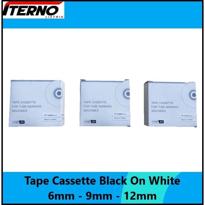 

DISKON PUTY LABEL TAPE CASSETTE 9MM PT-1009W BLACK ON WHITE UNTUK PT1010 !!!!