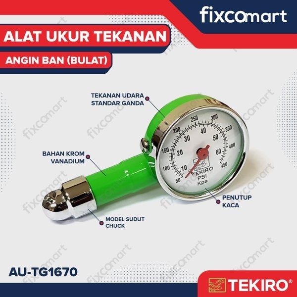 TEKIRO UKURAN ANGIN BULAT 60 PSI - TEKIRO PRESSURE GAUGE - TEKIRO ALAT UKUR TEKANAN ANGIN