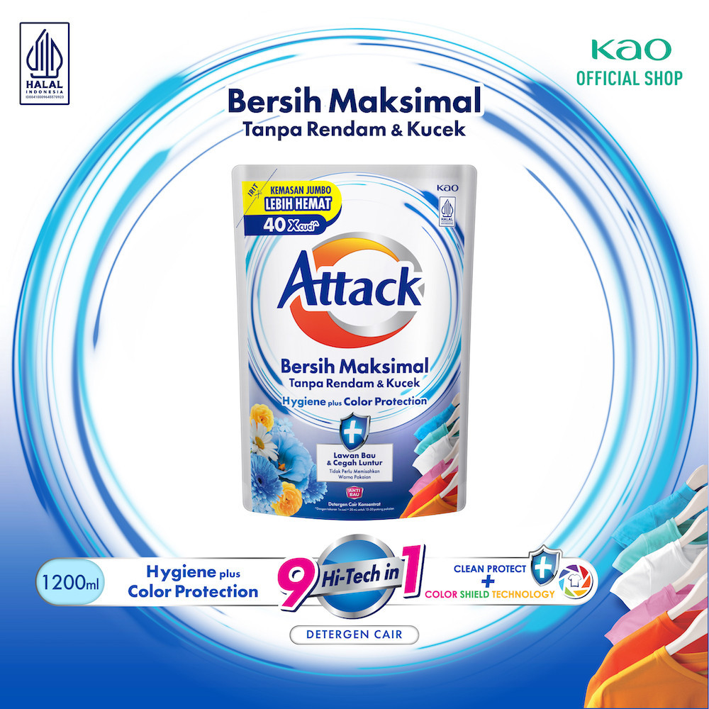 Attack Hygiene Plus Deterjen Cair Semua Jenis Mesin Cuci 1200 mL