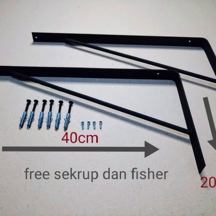 Rak Besi Siku Penyangga Rak Dinding 40X20Cm 1Set(2Pcs)