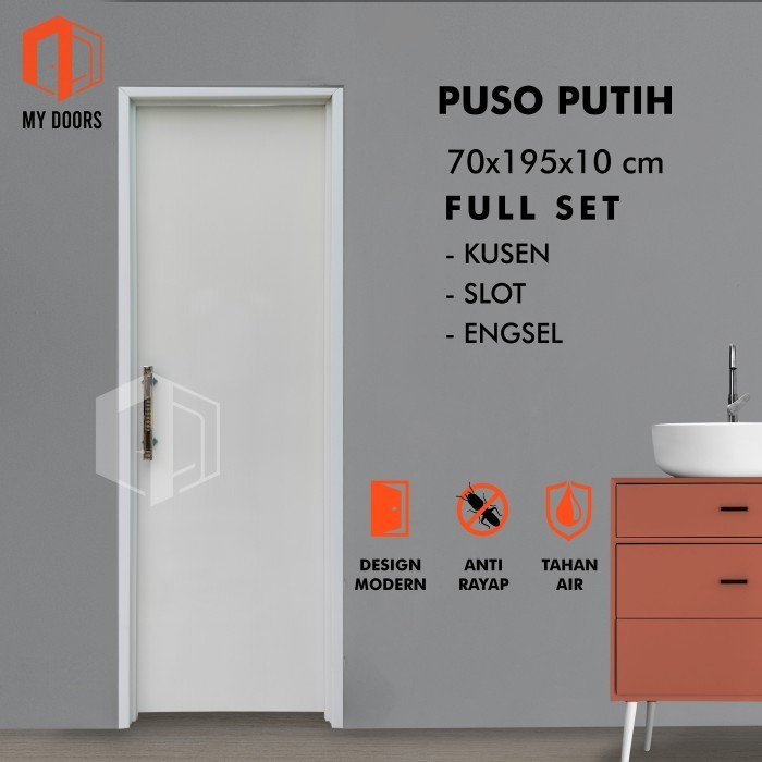 PINTU KAMAR MANDI PVC BAHAN TEBAL POLOS MINIMALIS DENGAN HANDLE MEWAH