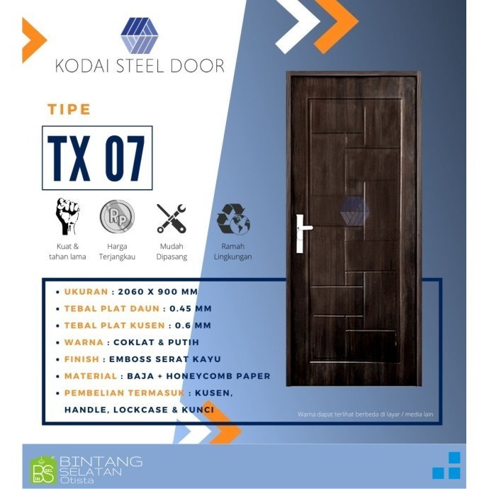 KODAI DOOR TX 07/ PINTU BAJA RINGAN MOTIF KAYU LEBIH KUAT TAHAN LAMA