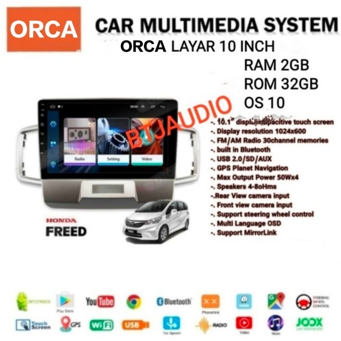 HEAD UNIT TAPE TV MOBIL ANDROID UNTUK HONDA FREED 2008-2016 LAYAR 10"