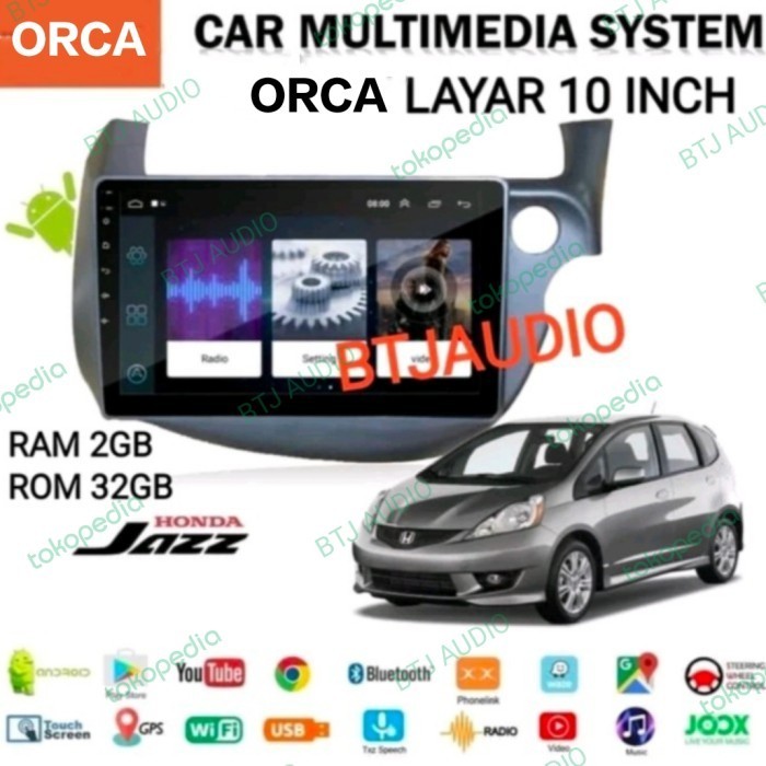 HEAD UNIT TAPE TV MOBIL ANDROID UNTUK HONDA JAZZ 2008-2012 LAYAR 10"