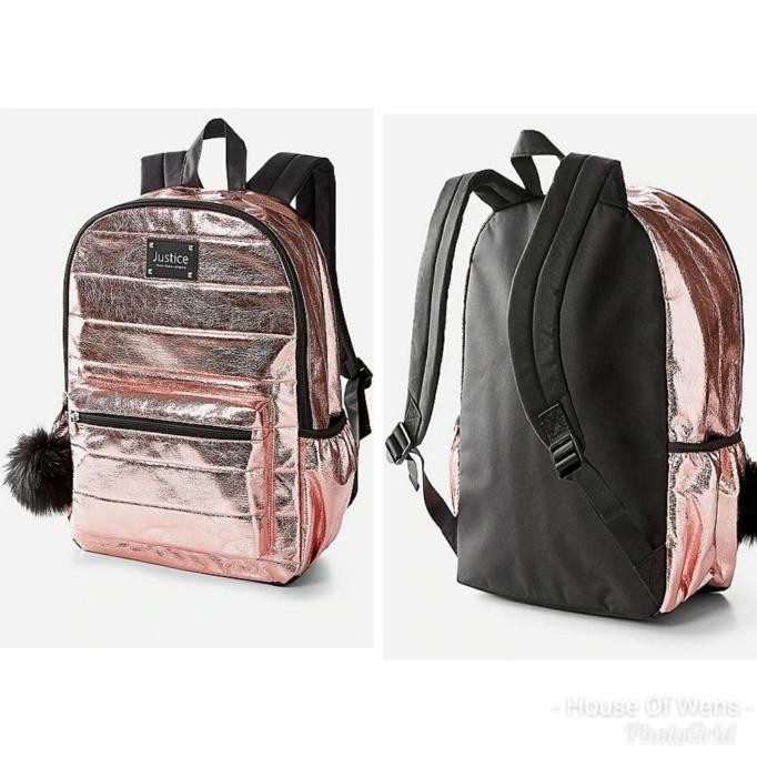 New Justice Rose Gold Quilted Backpack - Tas Backpack Justice Original