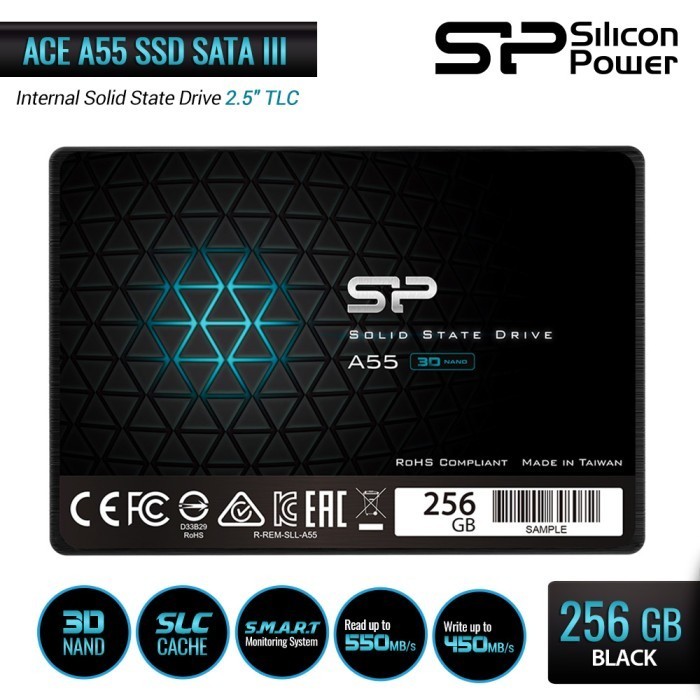 SILICON POWER SSD 2.5" ACE A55 SATA III 3D TLC 256GB ORIGINAL BEST QUALITY