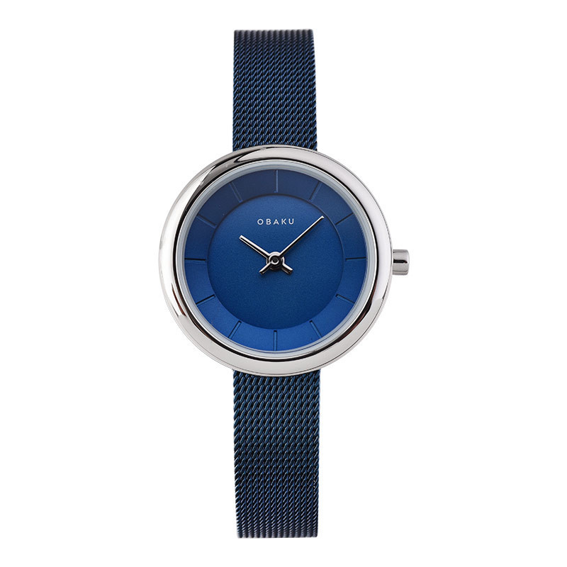 Jam Tangan Wanita Obaku V146LXCLML Stille Arctic Blue Dial Blue Mesh Strap